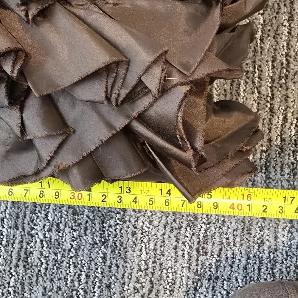 Pier 1 Satin Ruffle Brown Decor Throw Pillow Case‎ All Ruffles 16x16